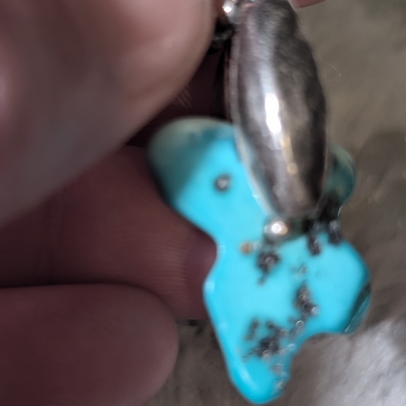 Vintage Silver Tourquoise Blue Three Strand Beaded Necklace - Picture 7 of 8